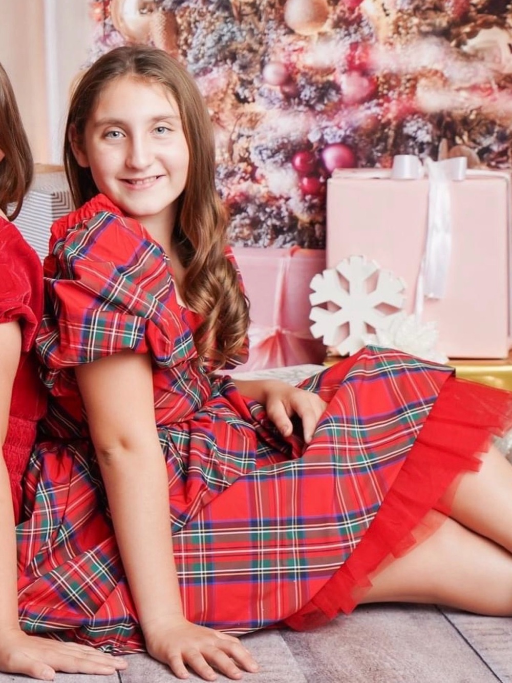 Janie and Jack size 12 Red Plaid tartan Puff Sleeve Dress